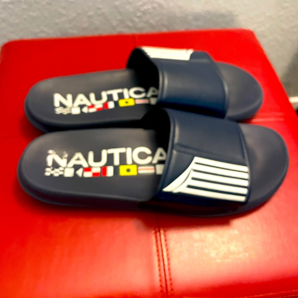 COPY - ☀️2/$20- Blue Nautica Slides- Size 12